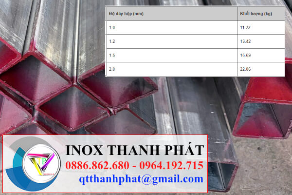 Trọng lượng inox hộp 60x60