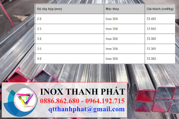 Giá inox hộp 80x80 mới nhất